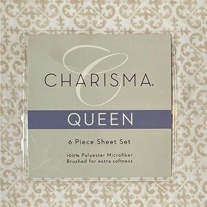 Taupe and White Charisma Queen 6pc Microfiber Sheets